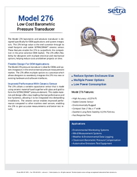Thumbnail of document Data Sheet - 276 Barometric Pressure Transducer